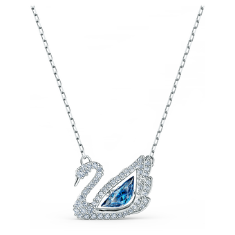 swarovski swan necklace swan blue rhodium plated