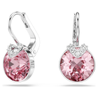 swarovski bella v drop earrings round cut pink rhodium plated