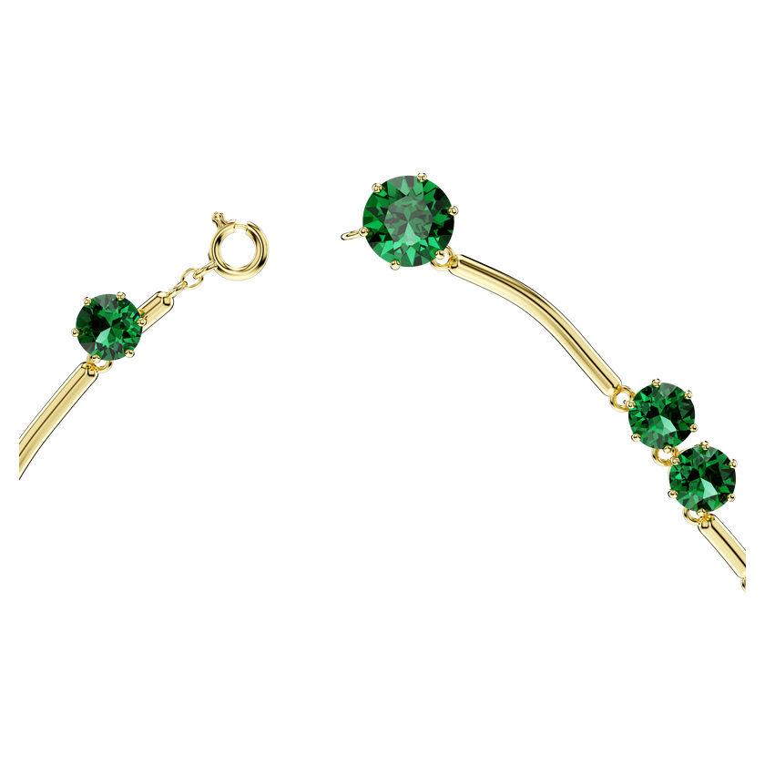 swarovski constella strand  mixed round cuts  green  gold tone plated
