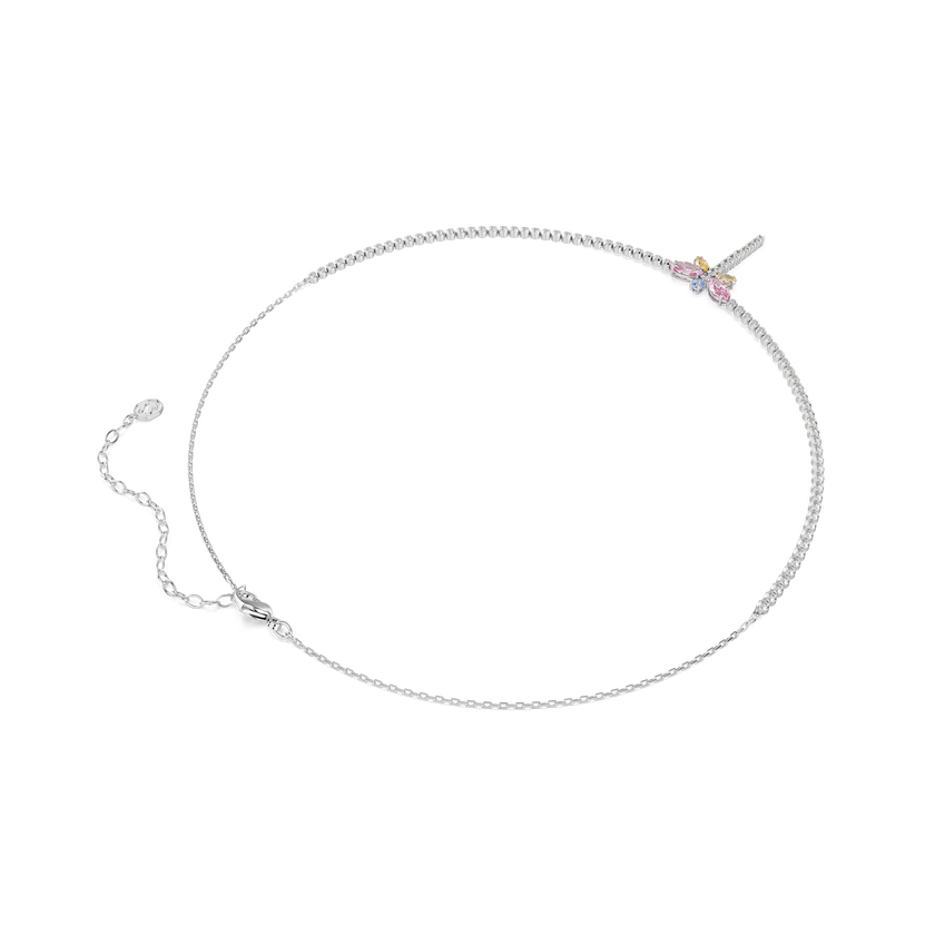 ariana grande x swarovski tennis y necklace  mixed cuts  dragonfly  multicolored  rhodium plated