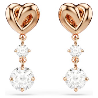 swarovski lifelong heart drop earrings  heart  white  18k rose gold finish