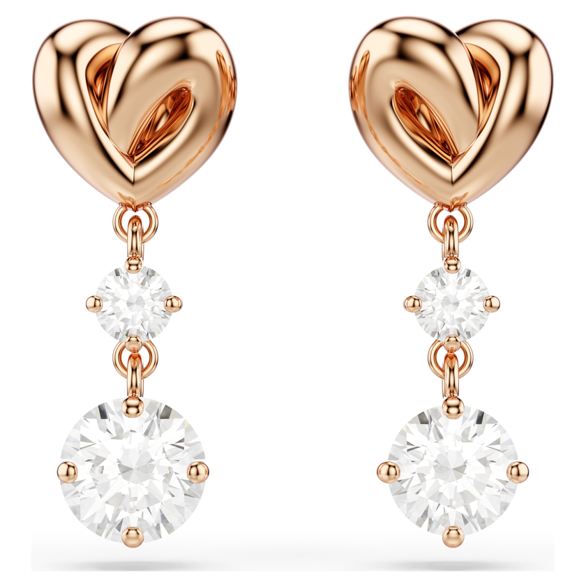 swarovski lifelong heart drop earrings  heart  white  rose gold tone plated