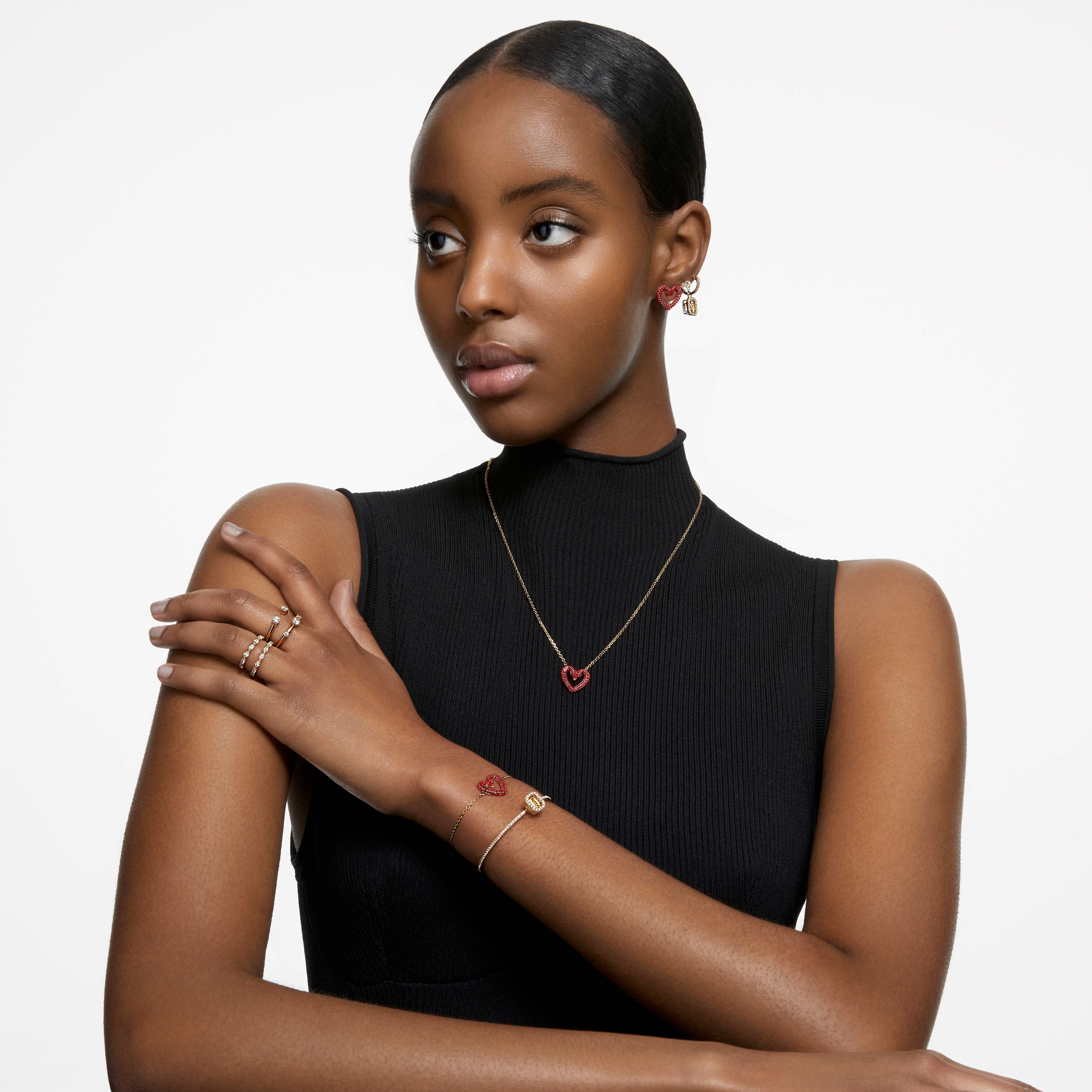 swarovski constella ring  set  2   round cut  white  gold tone plated