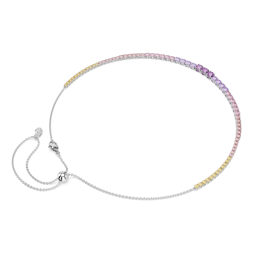 swarovski matrix necklace  gradient of round cuts  multicolored  rhodium plated
