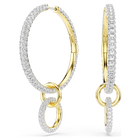 swarovski dextera hoop earrings  round cut  white  gold tone plated