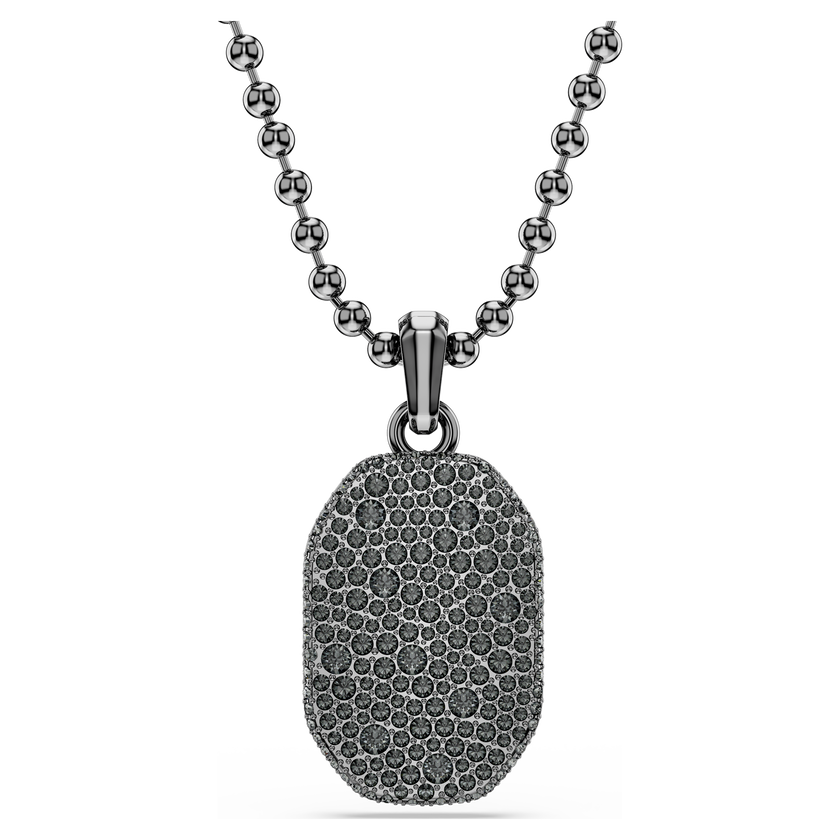 swarovski dextera octagon pendant  octagon shape  round cut  black  ruthenium plated