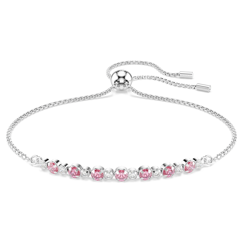 swarovski matrix bracelet  round cut  pink  rhodium plated