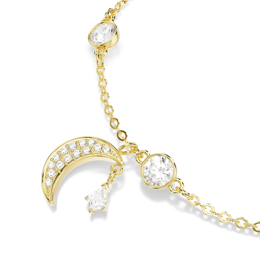 swarovski symbolica bracelet  round cut  moon  white  18k gold finish