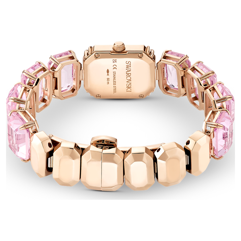 swarovski watch  octagon cut bracelet  pink  rose gold tone finish