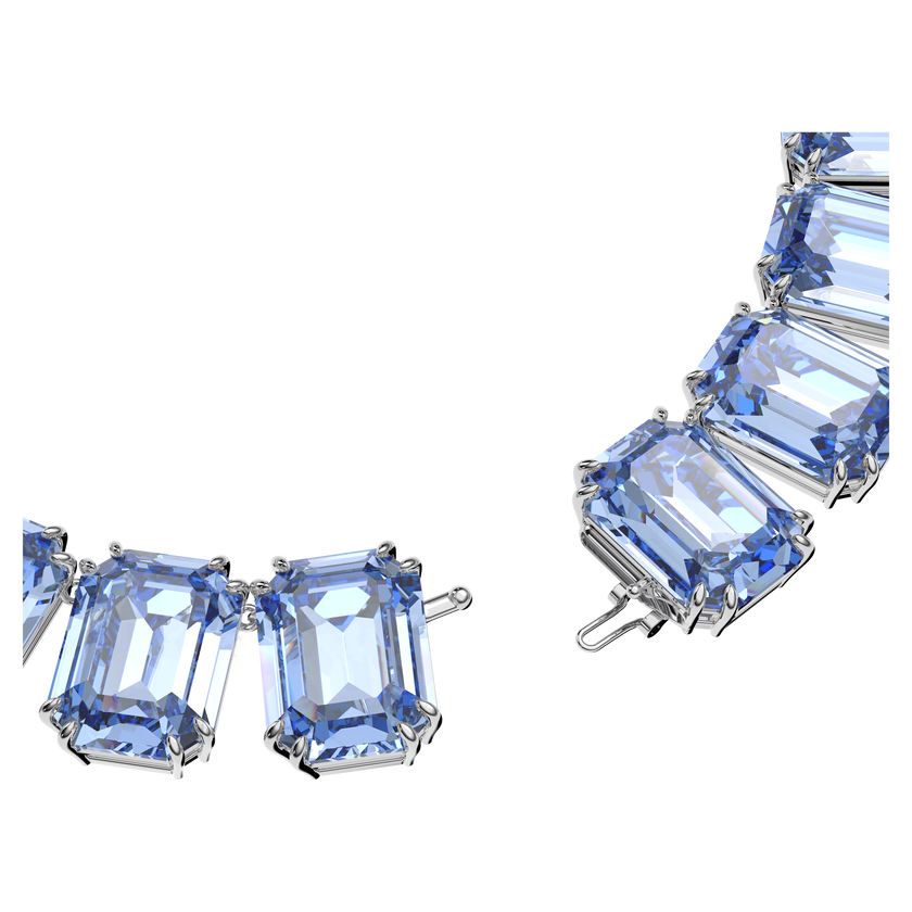 swarovski millenia necklace  octagon cut crystals  blue  rhodium plated