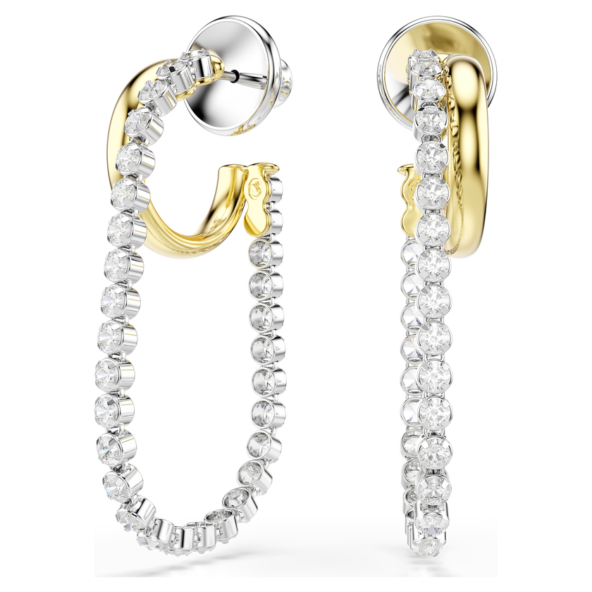 swarovski hyperbola earrings  round cut  white  mixed metal finish