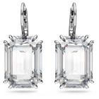 swarovski millenia earrings octagon cut crystal gray rhodium plated