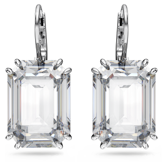 swarovski millenia earrings octagon cut crystal white rhodium plated