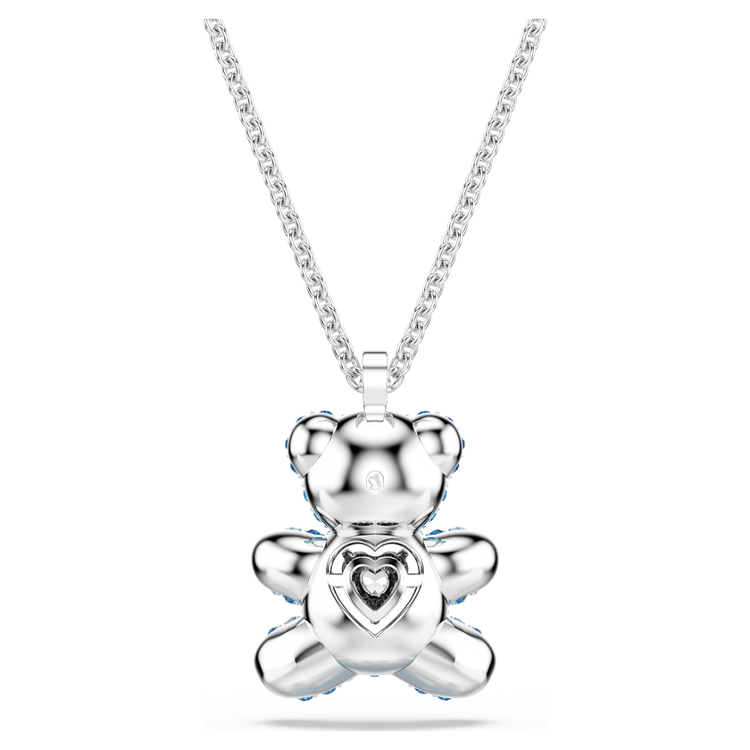 swarovski teddy pendant  bear  blue  rhodium plated