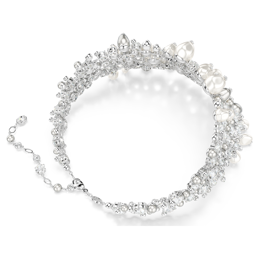 swarovski constella choker  crystal pearl  round cut  white  rhodium plated