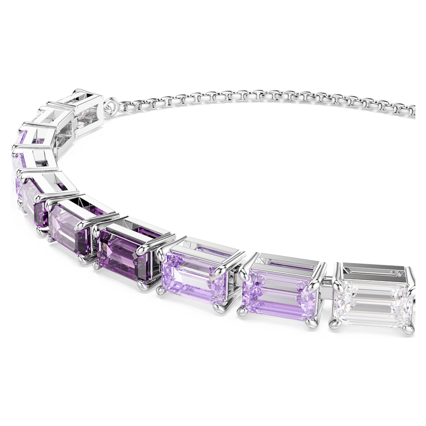 swarovski matrix bracelet  baguette cut  purple  rhodium plated