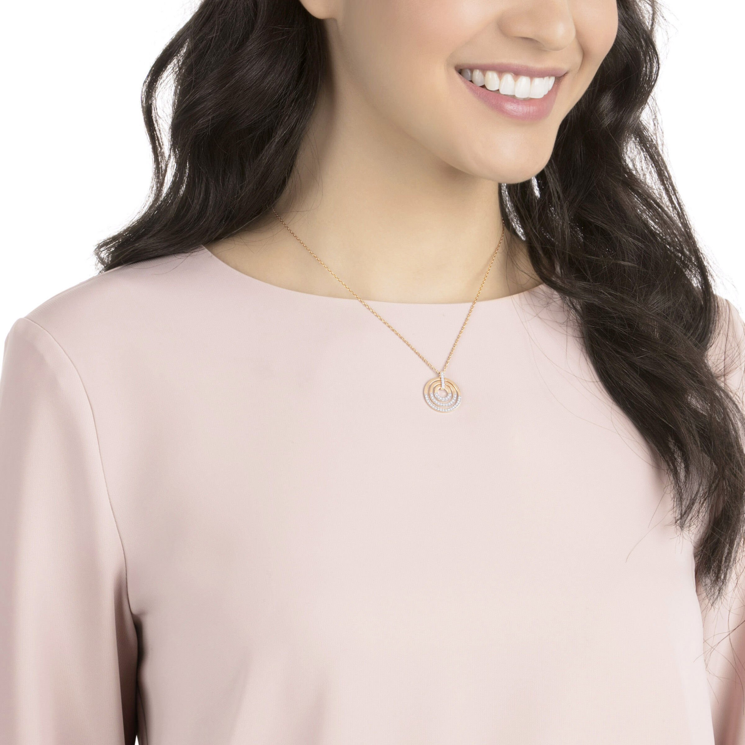 swarovski circle pendant  round shape  white  mixed metal finish