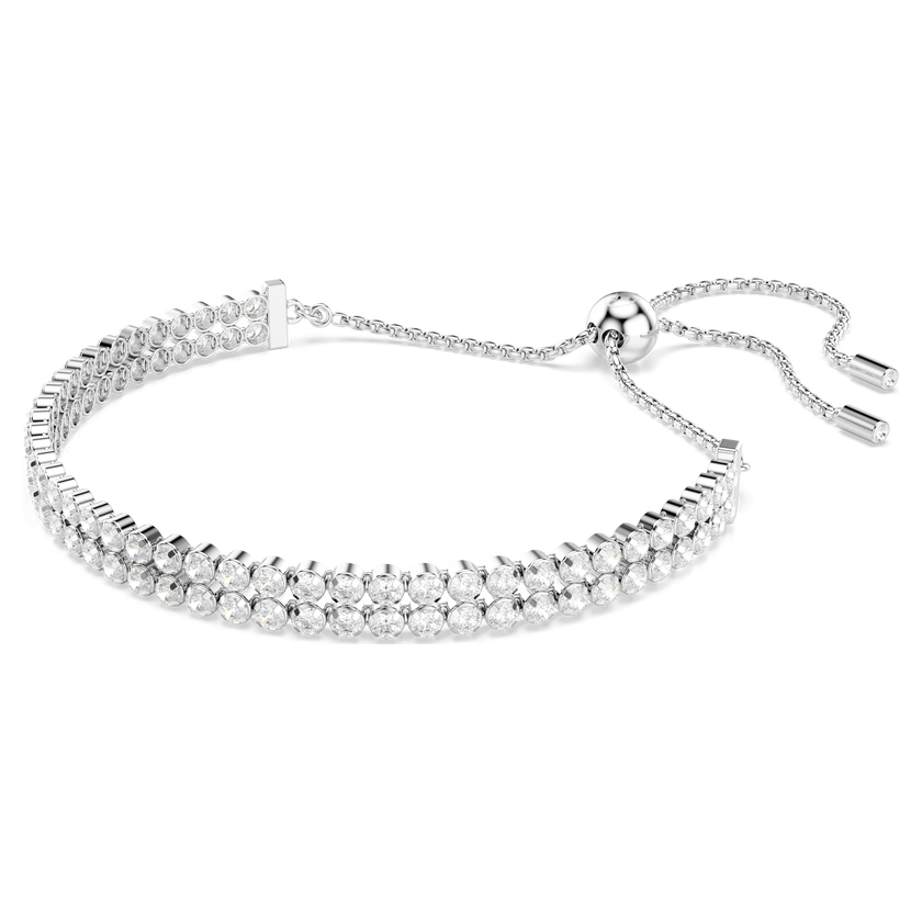 swarovski matrix tennis bracelet  round cut  white  rhodium plated