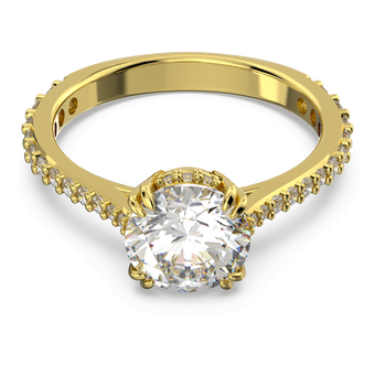 swarovski stilla cocktail ring round cut pav white gold tone plated