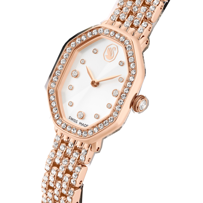 swarovski dextera octagon watch  swiss made  metal bracelet  rose gold tone  rose gold tone finish
