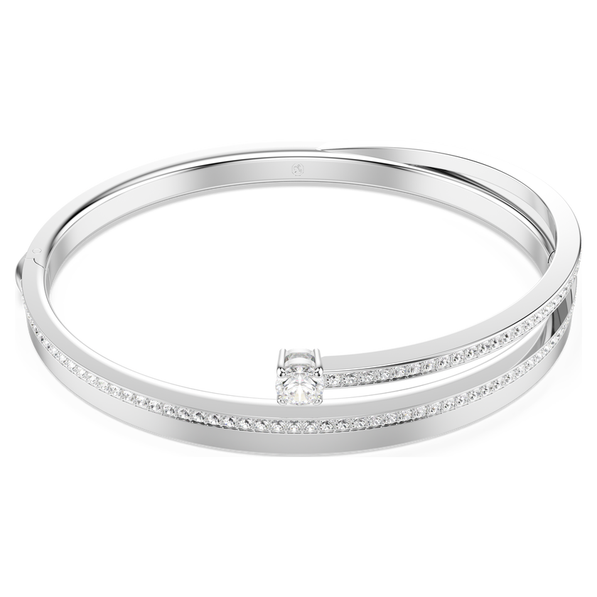 swarovski fresh bangle  round cut  white  rhodium plated