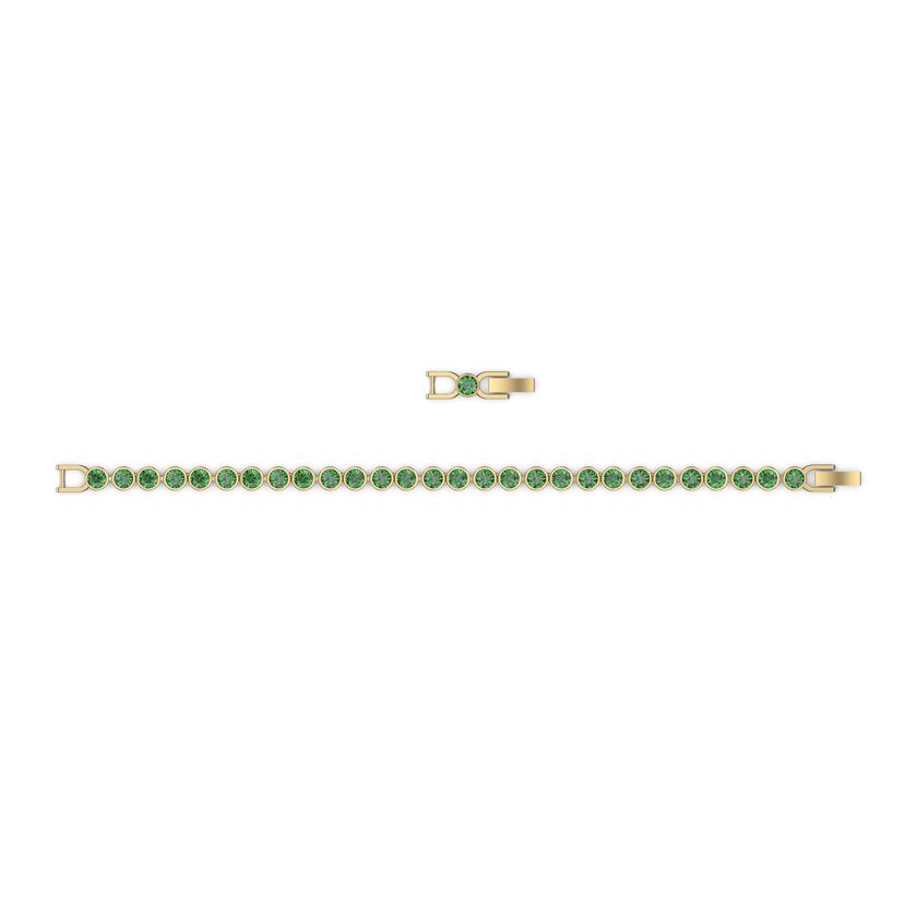 Tennis Bracelet, Green, Gold-tone plated
