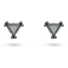 Stilla stud earrings, Triangle cut, Black, Ruthenium plated