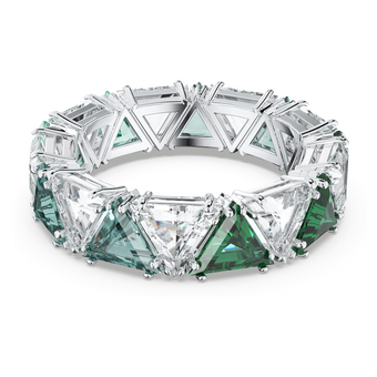swarovski matrix cocktail ring triangle cut green rhodium plated