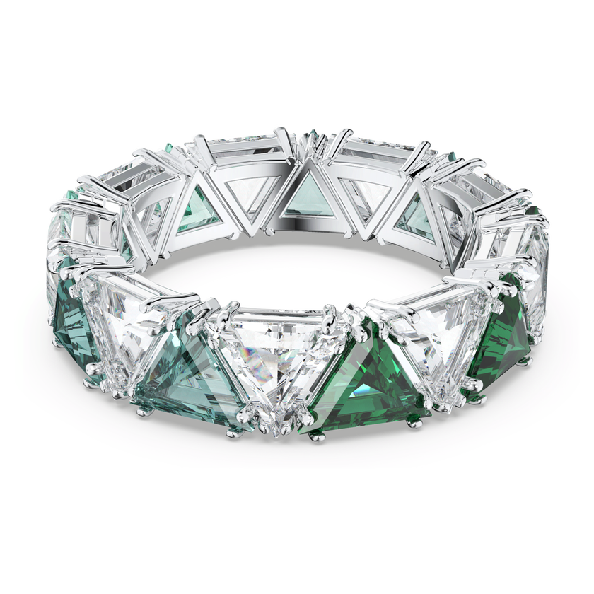 swarovski matrix cocktail ring  triangle cut  green  rhodium plated