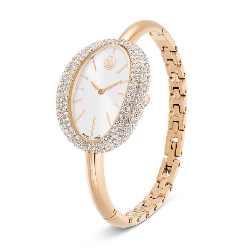 swarovski imber bangle watch  swiss made  metal bracelet  gold tone  champagne gold tone finish