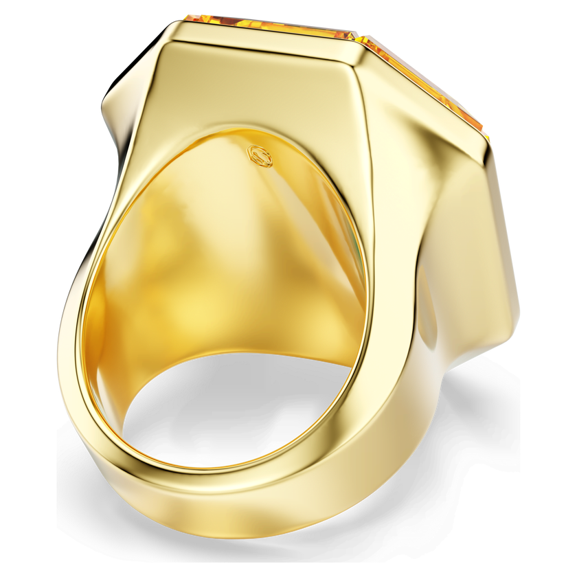 swarovski lucent cocktail ring  octagon shape  yellow  gold tone plated
