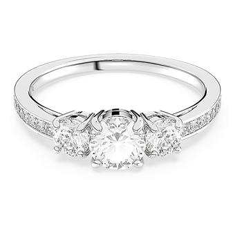 swarovski stilla attract ring round cut white silver tone finish