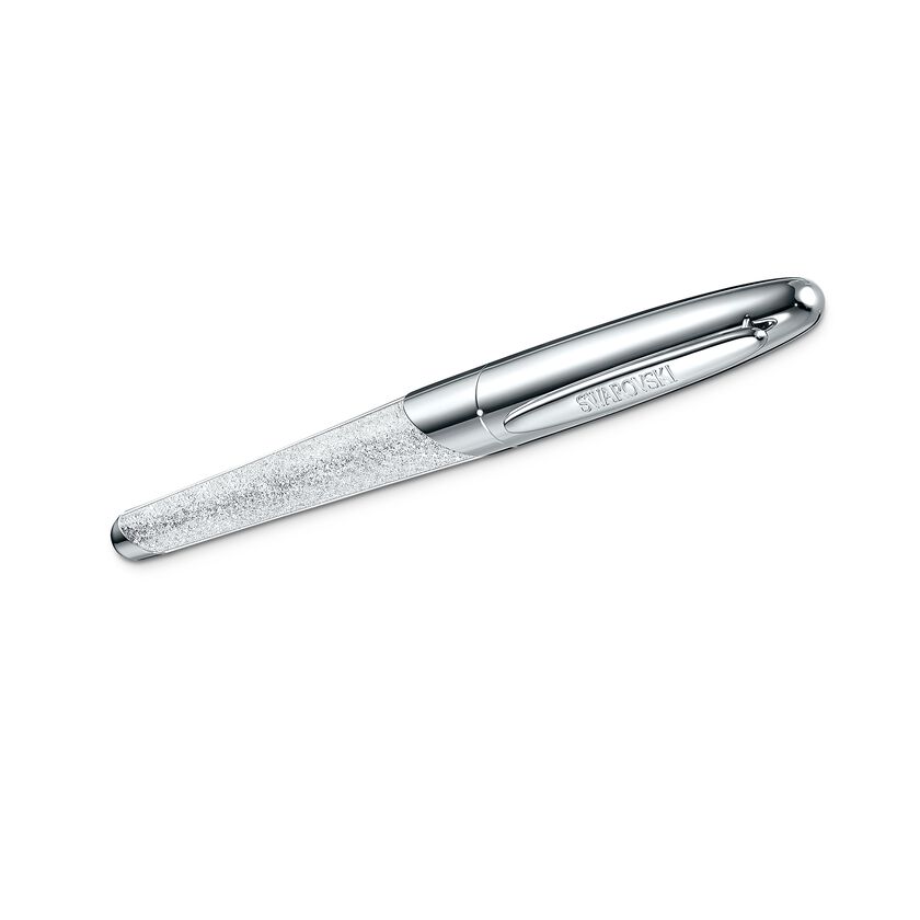 Crystalline Nova Rollerball Pen, White, Chrome Plated