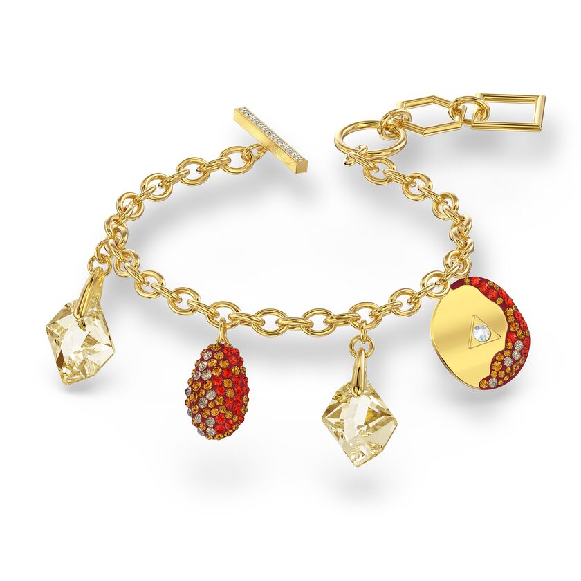 The Elements Bracelet, Red, Gold-tone plated