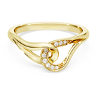 swarovski classica ring  round cut  interlocking  white  sterling silver  18k gold finish