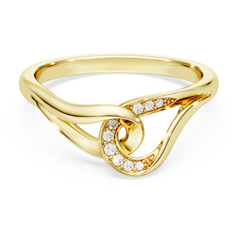 swarovski classica ring  round cut  interlocking  white  sterling silver  18k gold finish