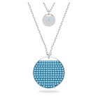 Ginger layered pendant, Blue, Rhodium plated