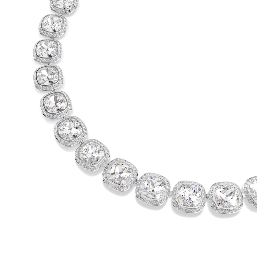 swarovski una angelic necklace  cushion cut  white  rhodium plated
