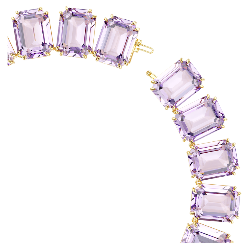 swarovski millenia tennis necklace  octagon cut  purple  gold tone plated