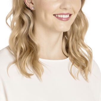 swarovski attract stud pierced earrings  white  rose gold plating