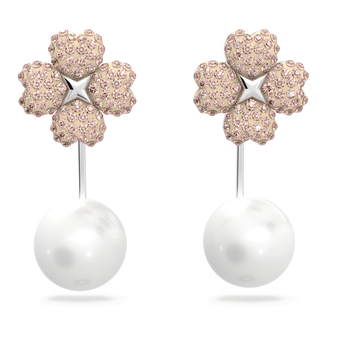 swarovski latisha earring jackets flower pink rhodium plated