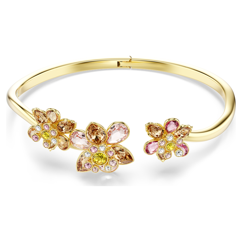 swarovski idyllia bangle  mixed cuts  flower  multicolored  gold tone plated