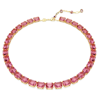 swarovski millenia necklace octagon cut pink gold tone plated