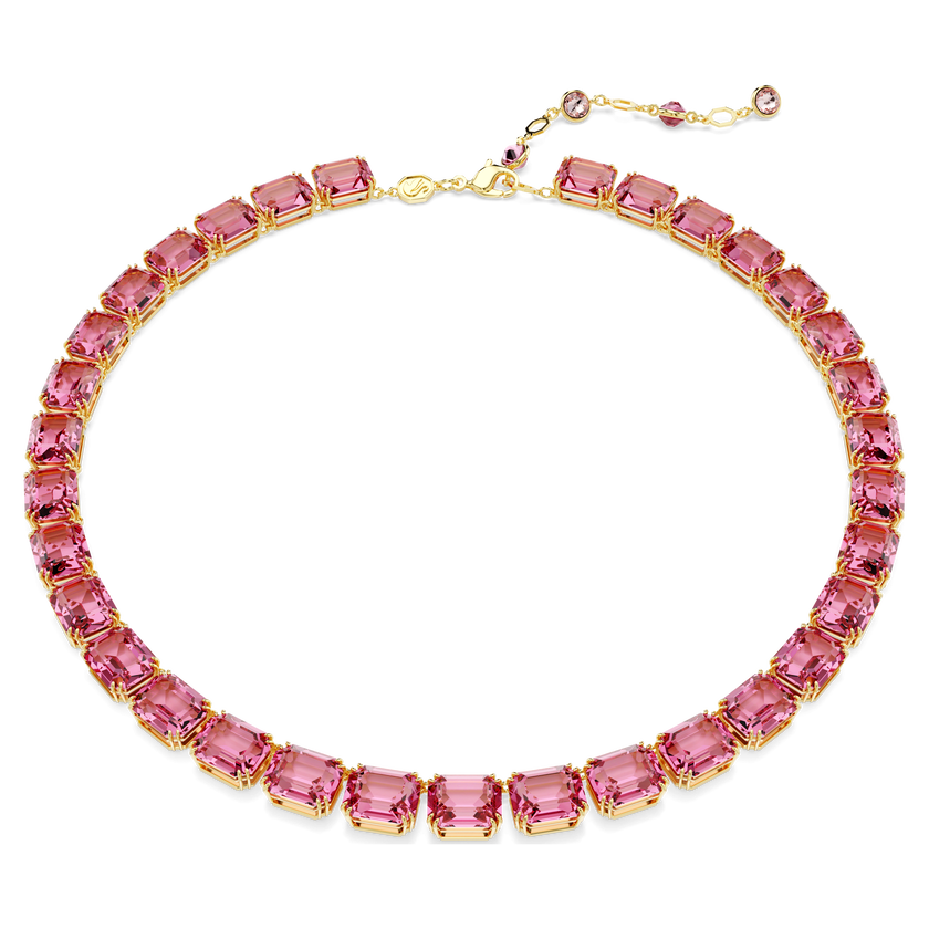 swarovski millenia necklace  octagon cut  pink  gold tone plated