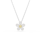 swarovski tough pendant  pav   flower  white  mixed metal finish