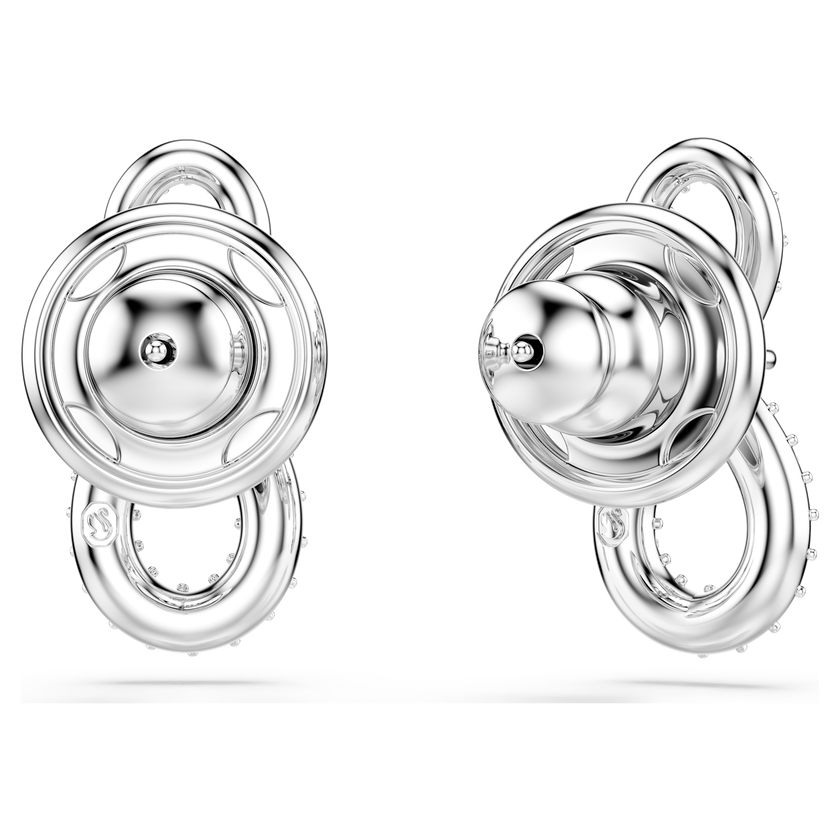 swarovski hyperbola stud earrings  round cut  pav   infinity  white  rhodium plated