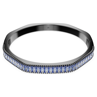 swarovski matrix bangle  baguette cut  blue  ruthenium plated