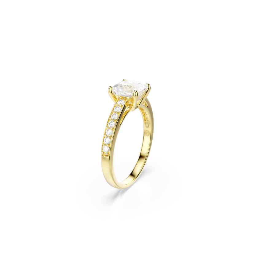 swarovski attract ring  square cut  pav   white  18k gold finish