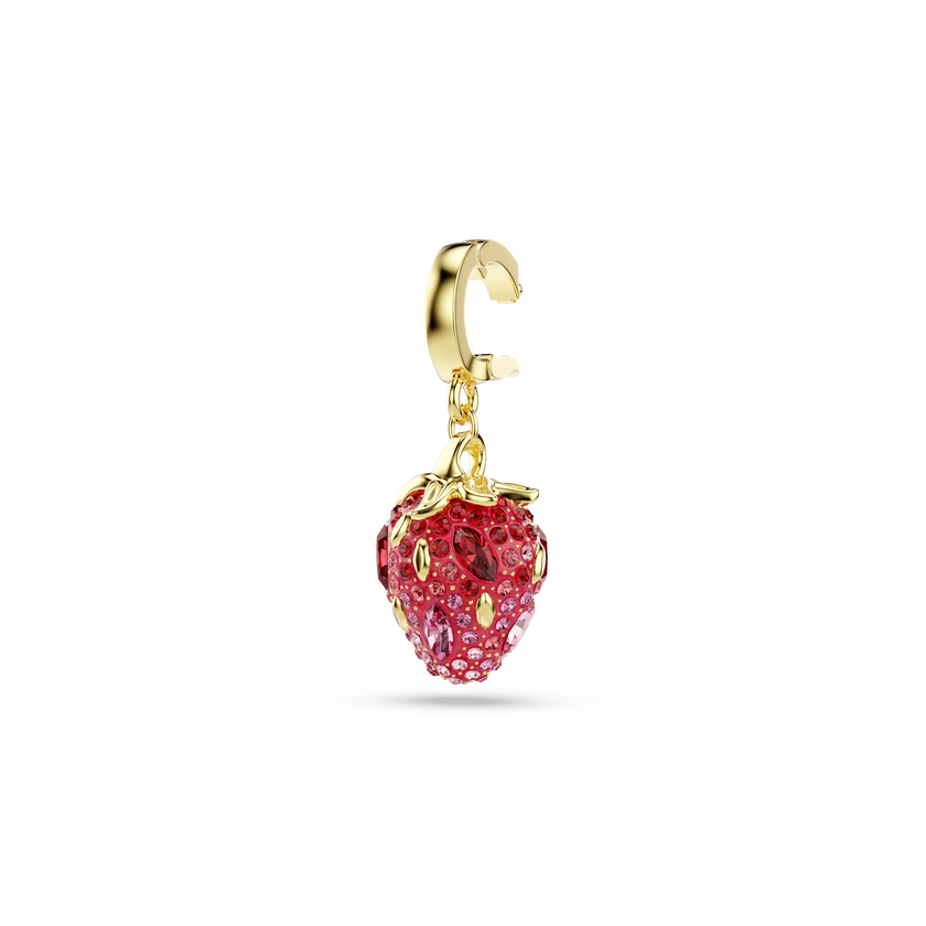 swarovski idyllia charm  mixed cuts  strawberry  red  gold tone plated