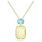 Orbita pendant, Octagon cut, Multicolored, Gold-tone plated